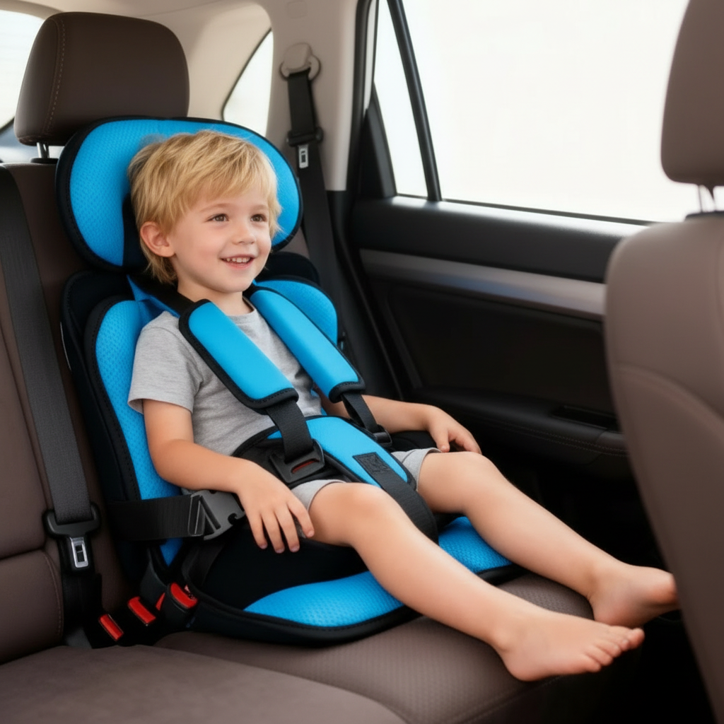 Collapsible Travel Booster Seat with 5-Point Harness for Kids Ages 1-14, Portable Folding Car Seat for Rideshares, Rentals & Road Trips | Lonoma