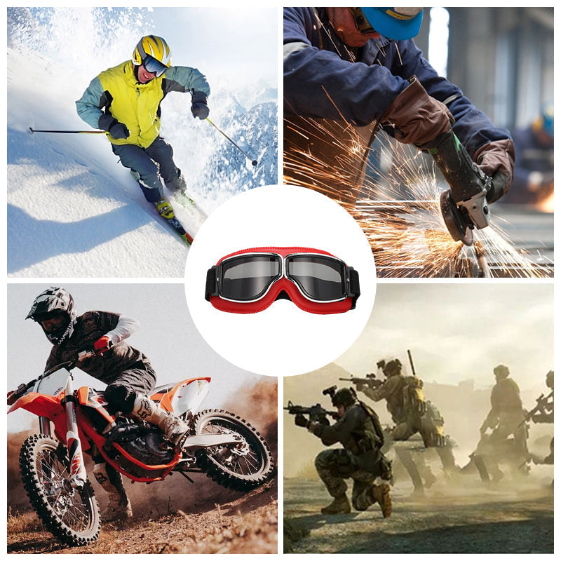 Retro Aviator Riding Goggles with Padded Foam Seal - Fits Over Prescription Glasses - UV Protection for Motorcycles & Outdoor Sports | Lonoma
