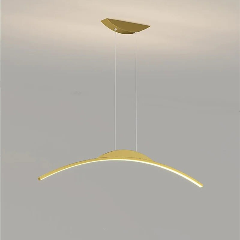 LED Curved Bar Pendant Light Black Gold Dimmable Hanging Fixture Modern Kitchen Island Dining Living Room Adjustable Ceiling Lamp | Lonoma