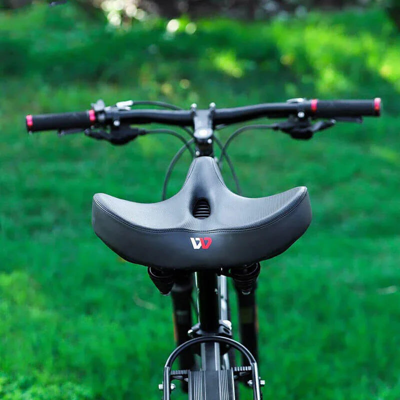 Wide Padded Bike Seat with Ergonomic Cutout, Black Synthetic Leather Bicycle Saddle for Cruiser, Mountain, Hybrid & Road Bikes | Lonoma