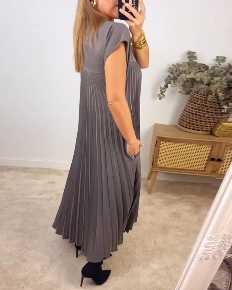 Women's Sleeveless Pleated Midi Dress in Soft Jersey Fabric for Daywear & Evenings | Koossa