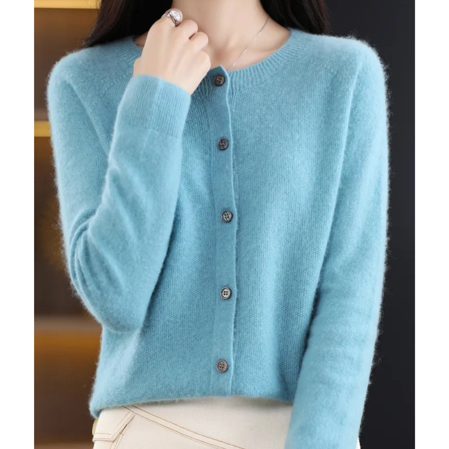 Women's Round Neck Cardigan — Classic Button-Front Knitwear for Layering & Everyday Elegance | Koossa
