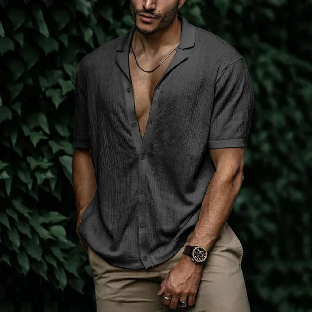 Men's Button-Front Summer Shirt — Lightweight Relaxed Fit Shirt for Casual Wear & Warm Weather | Koossa