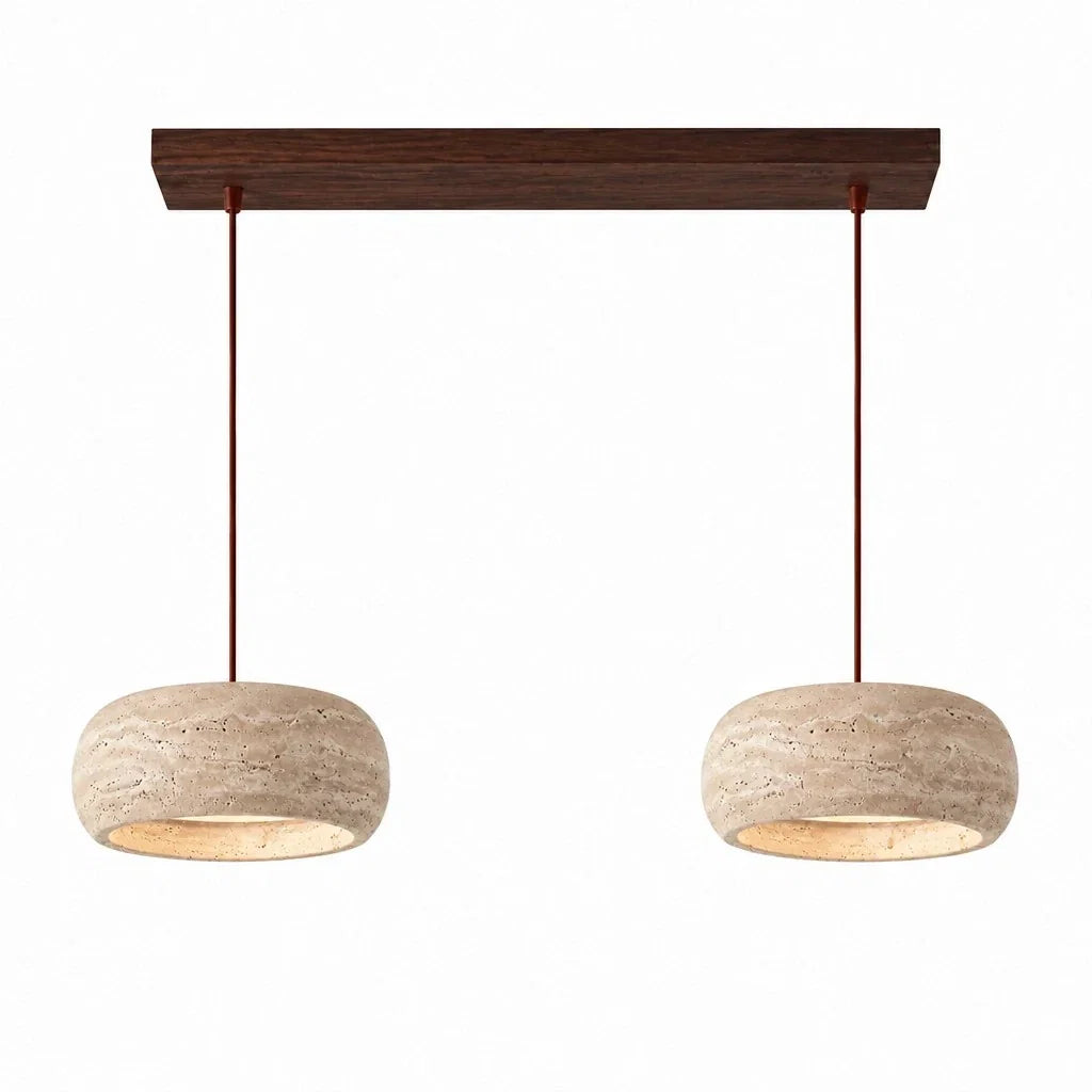 Suspension en Travertine Crème Naturel Style Wabi Sabi pour Salle à Manger Chambre Éclairage Doux Minimaliste | Koossa