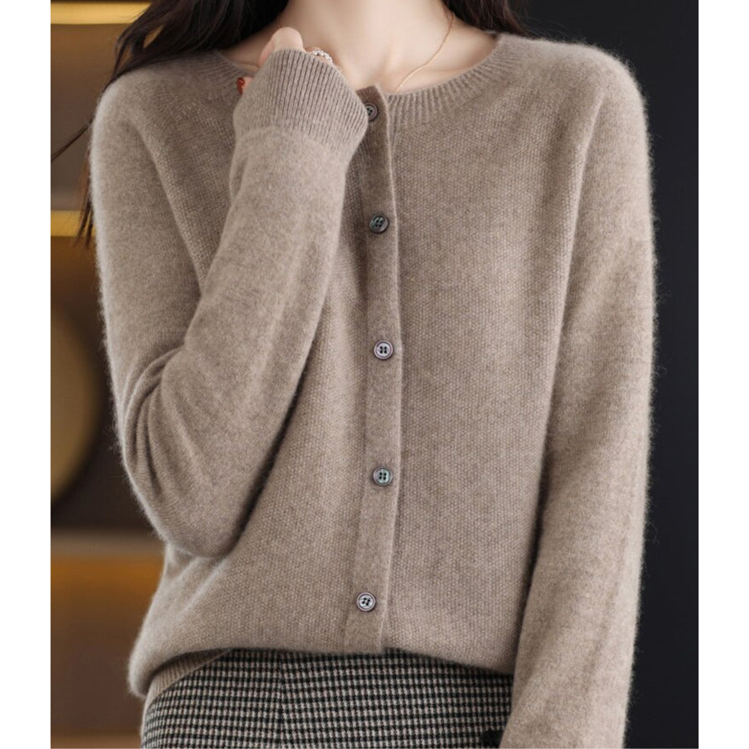 Women's Round Neck Cardigan — Classic Button-Front Knitwear for Layering & Everyday Elegance | Koossa
