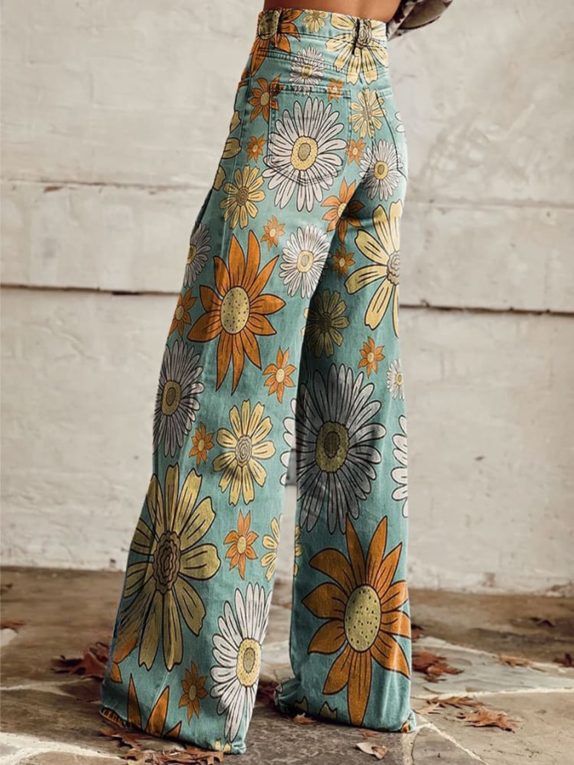 Women's High-Waisted Wide-Leg Trousers with Bohemian Print — Elegant Pull-On Palazzo Trousers for Summer & Casual Occasions | Koossa