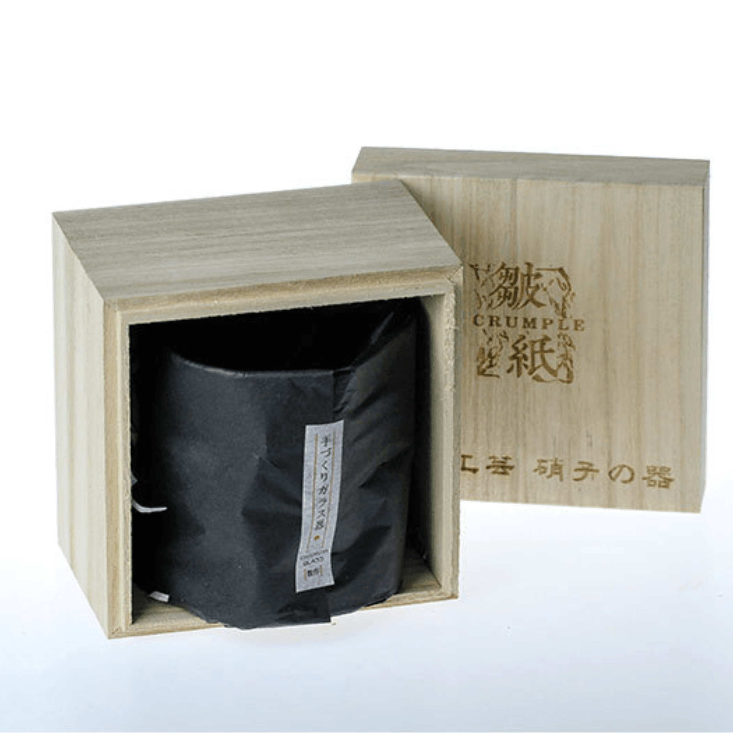Verre à whisky en cristal taillé motif froissé japonais Edo Kiriko coffret bois noble raffinement dégustation | Koossa