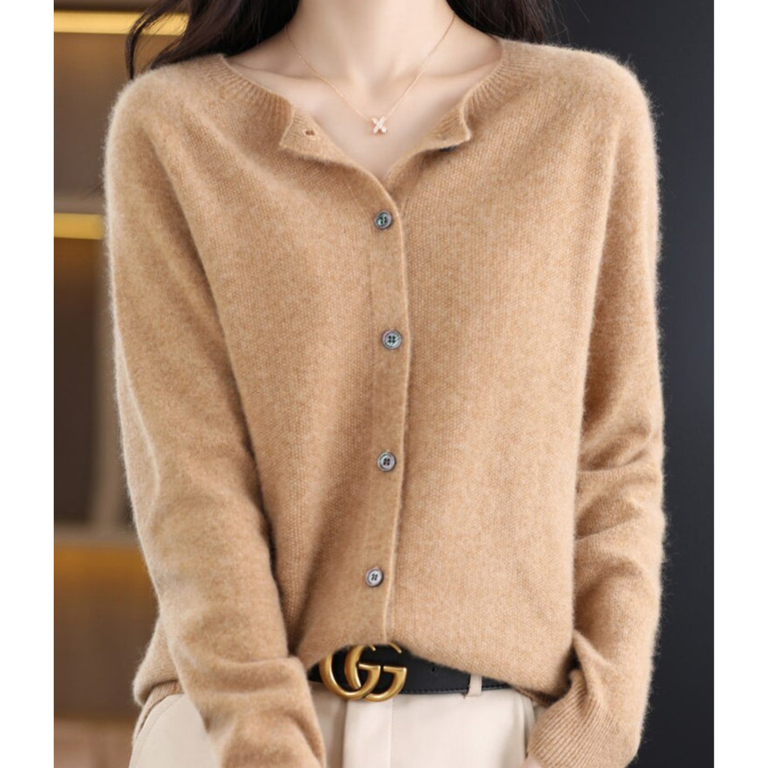 Women's Round Neck Cardigan — Classic Button-Front Knitwear for Layering & Everyday Elegance | Koossa