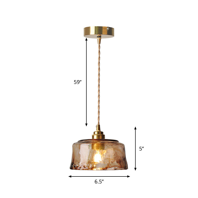 Amber Glass Globe Pendant Light, Brass Finish, 59 in Adjustable Cord – Hanging Single Bulb Ceiling Fixture for Kitchen Island, Dining Nook | Lonoma