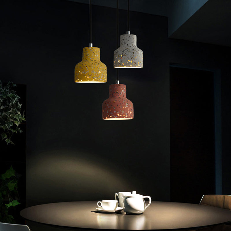 Terrazzo Cement Pendant Light, Single Bulb Downlight with Adjustable Cord for Kitchen Island, Entryway, Dining Room, Modern Industrial | Lonoma