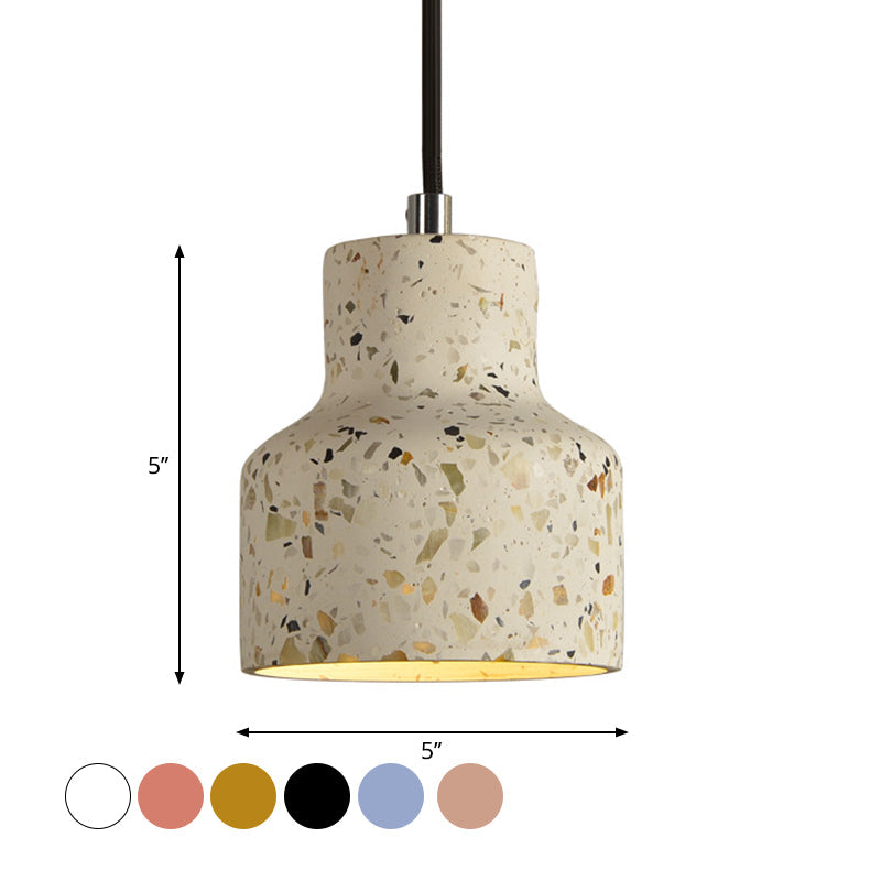 Terrazzo Cement Pendant Light, Single Bulb Downlight with Adjustable Cord for Kitchen Island, Entryway, Dining Room, Modern Industrial | Lonoma