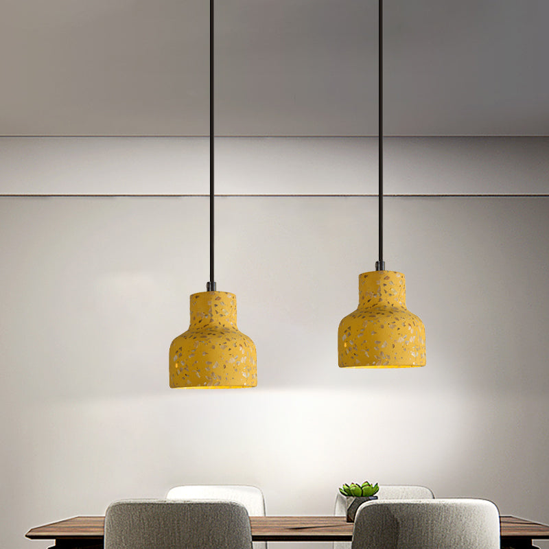 Terrazzo Cement Pendant Light, Single Bulb Downlight with Adjustable Cord for Kitchen Island, Entryway, Dining Room, Modern Industrial | Lonoma