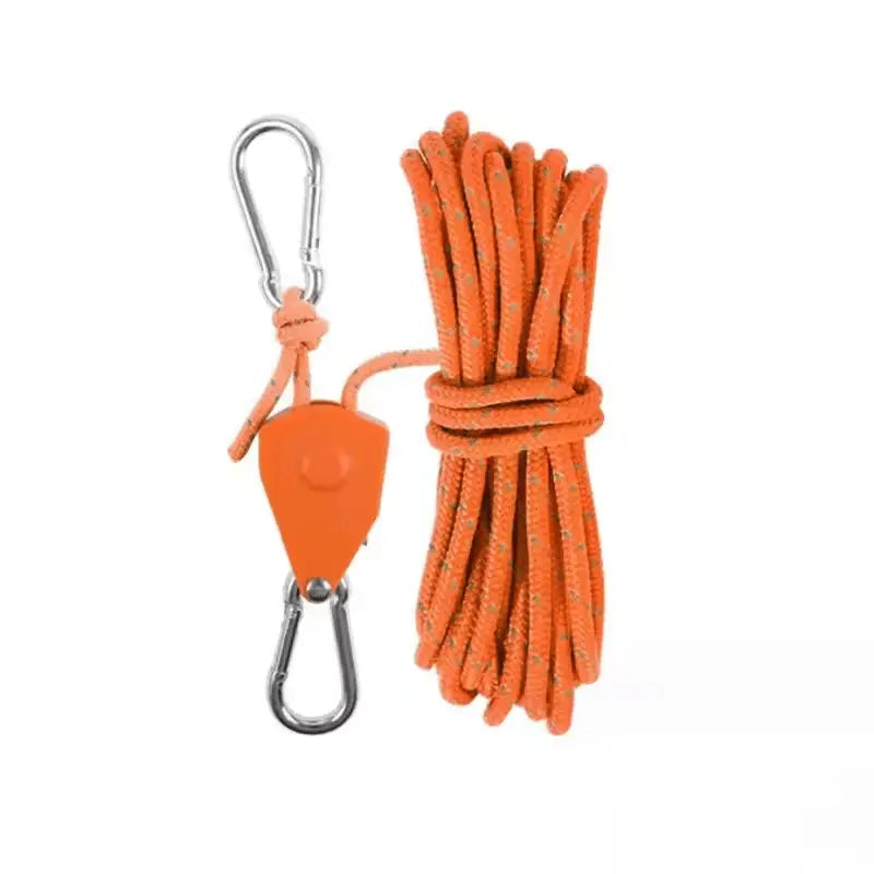 Cordage réglable 4 mètres avec fils réfléchissants et mousquetons pour tente camping et bâche extérieur | Koossa