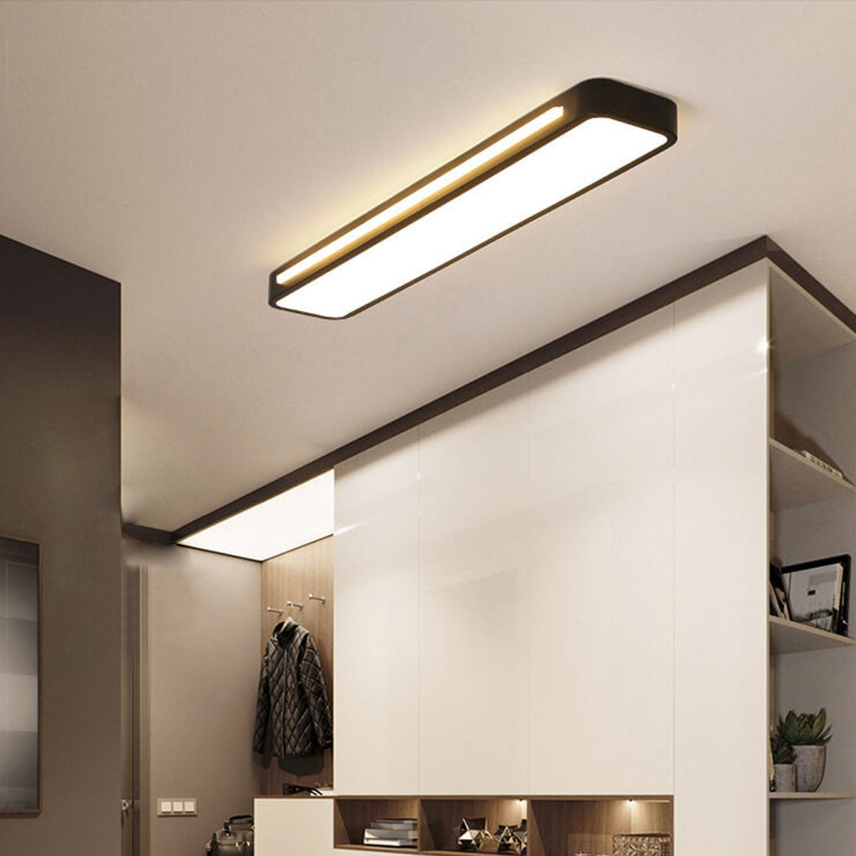 Low-Profile LED Flush Mount Ceiling Light, 19-31 in Black or White Acrylic, Modern Hardwired Fixture for Bedroom, Hallway & Entryway | Lonoma
