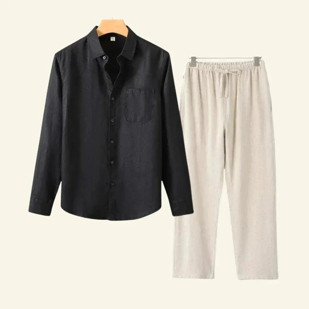 Men's Short-Sleeved Shirt and Trousers Separates Set — Classic Coordinates for Smart Casual Occasions | Koossa