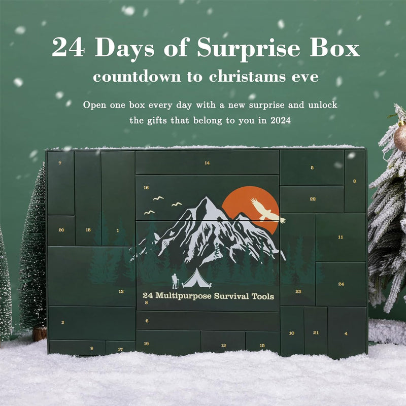 24-Day Outdoor Gear Countdown Calendar with Survival Tools & Accessories for Camping Hiking Adventures | Lonoma