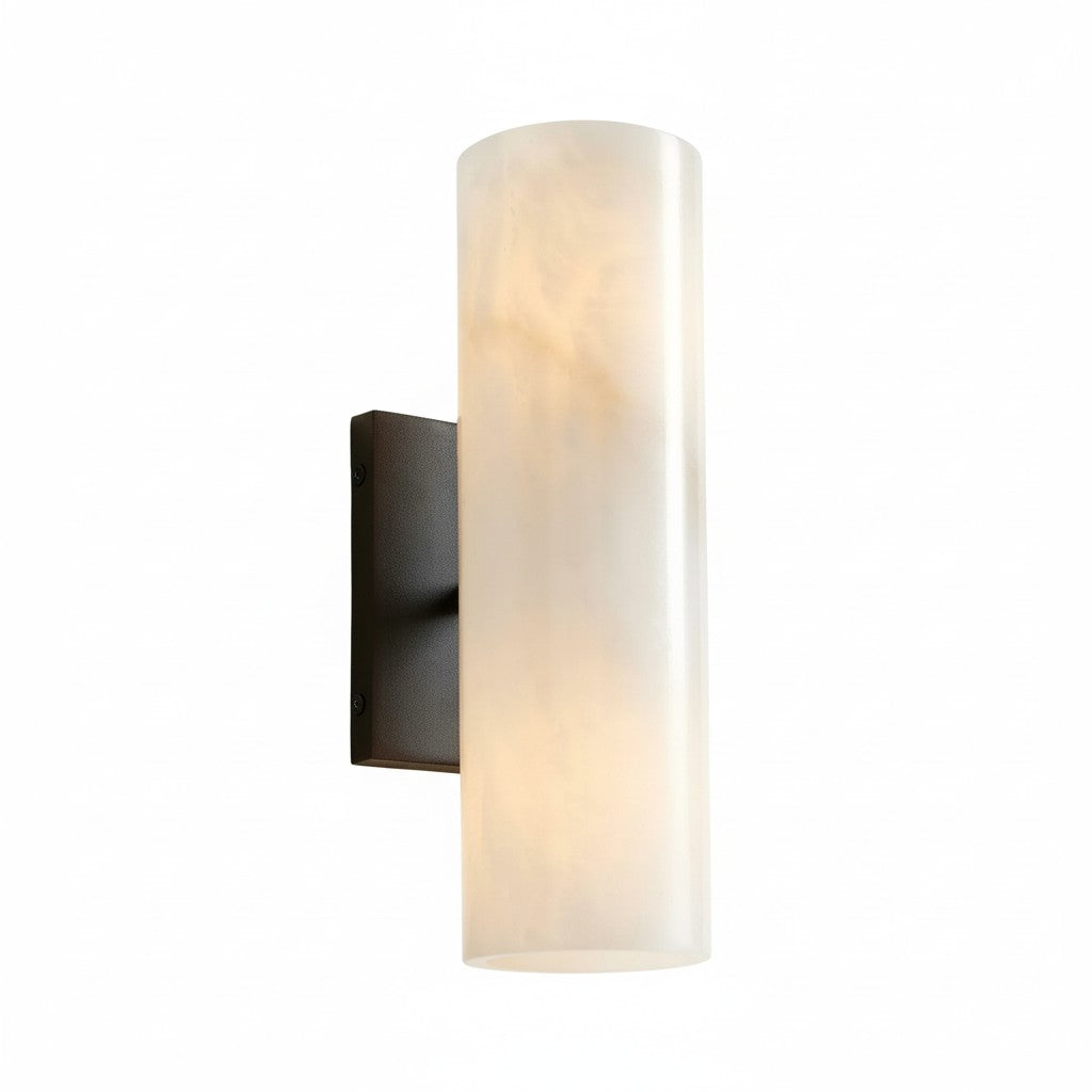 Applique murale cylindrique en albâtre naturel ou verre cannelé finition bronze nickel laiton design intemporel | Koossa
