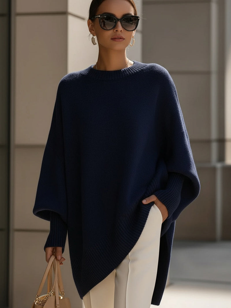 Women's Oversized Round Neck Knitted Jumper — Relaxed Fit Pullover for Everyday Elegance & Casual Autumn Layering | Koossa