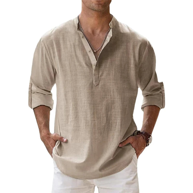 Men's Long-Sleeve Shirt in Classic Colours — Relaxed Fit Everyday Shirt for Spring & Summer Wear | Koossa
