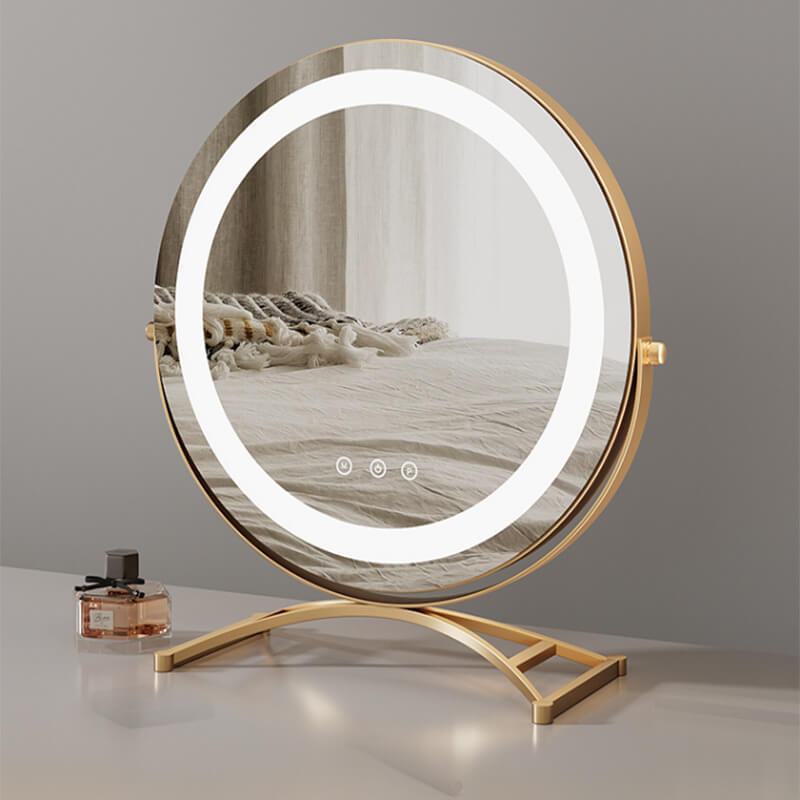 Miroir lumineux LED 40 cm rechargeable 3 modes pivotant 360° dimable beauté maquillage tactile mémoire | Koossa