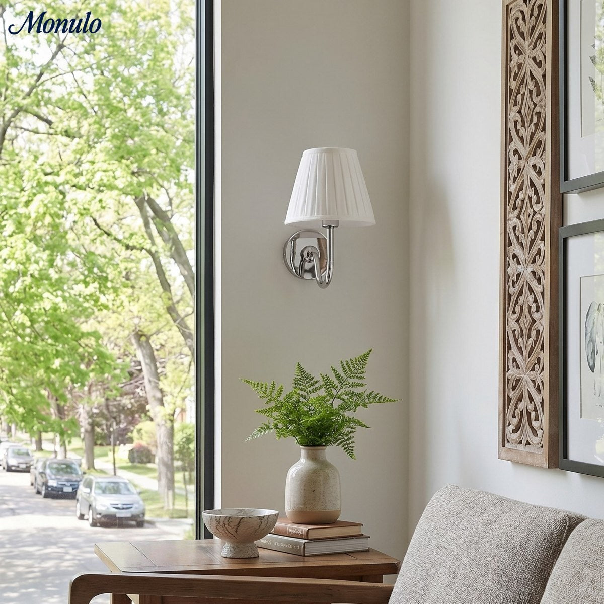 Applique murale élégante à abat-jour plissé en tissu – Éclairage classique et raffiné pour chambre et salon | Koossa
