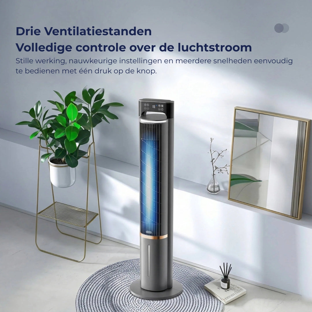 Refroidisseur d'air mobile à réservoir d'eau avec minuterie programmable et trois vitesses pour bureau et chambre | Koossa