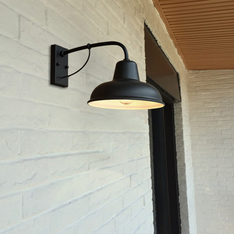 Black Iron Industrial Outdoor Wall Sconce, Hardwired E26 Exterior Light Fixture for Porch, Garage, Patio, Garden Fence & Entryway | Lonoma