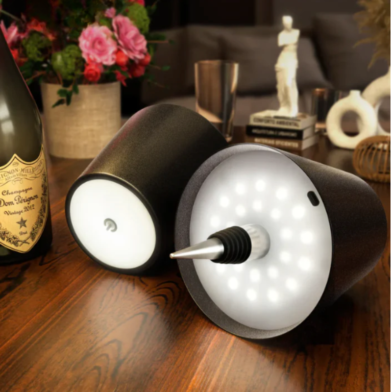 Rechargeable Bottle Light Cap, 3-Level Touch Dimming Cordless LED Wine Bottle Lamp, USB-C Table Lamp for Patio, Party & Home Decor | Lonoma