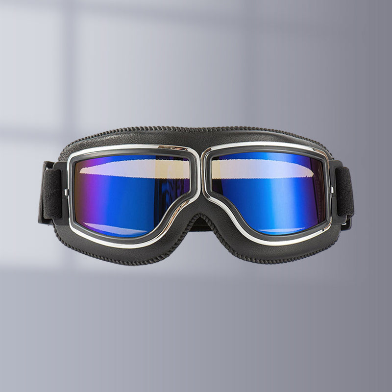 Retro Aviator Riding Goggles with Padded Foam Seal - Fits Over Prescription Glasses - UV Protection for Motorcycles & Outdoor Sports | Lonoma