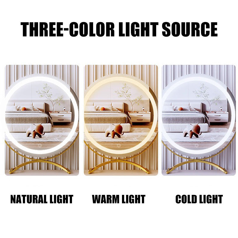 Miroir lumineux LED 40 cm rechargeable 3 modes pivotant 360° dimable beauté maquillage tactile mémoire | Koossa