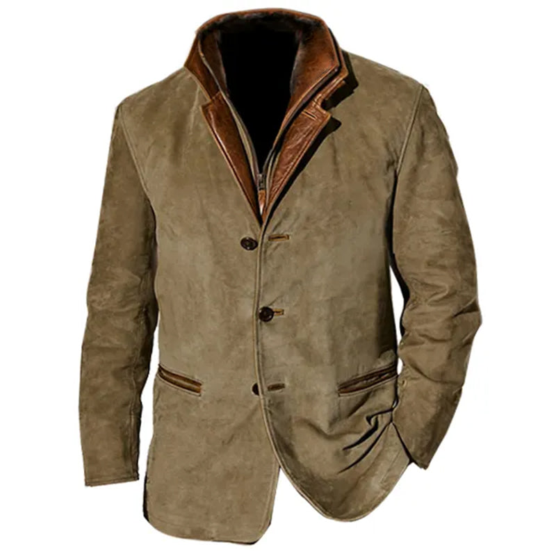 Men's Lapel Collar Blazer Jacket in Khaki, Navy & Brown – Smart Casual Outerwear for Work, Dinners & Weekends | Koossa