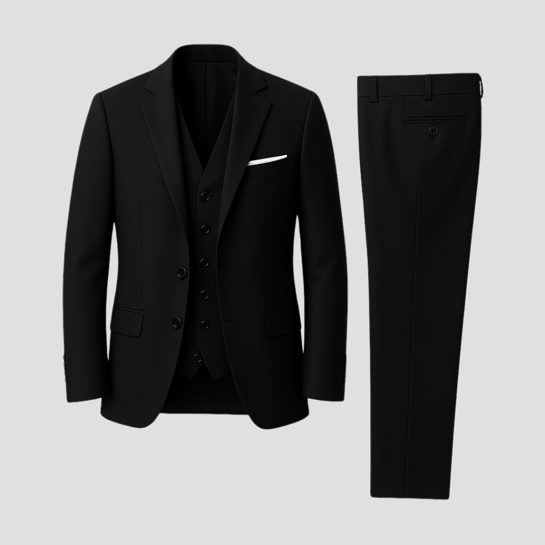 Three-Piece Tailored Suit with Waistcoat, Blazer and Trousers in Six Refined Colours for Weddings and Formal Occasions | Koossa