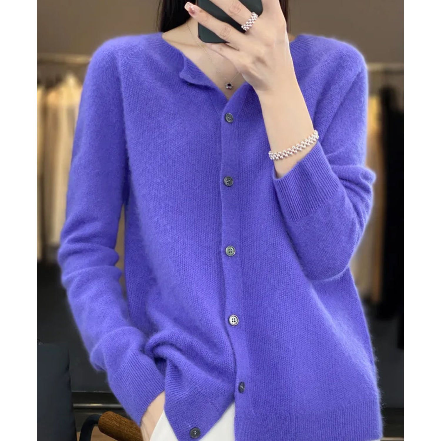 Women's Round Neck Cardigan — Classic Button-Front Knitwear for Layering & Everyday Elegance | Koossa
