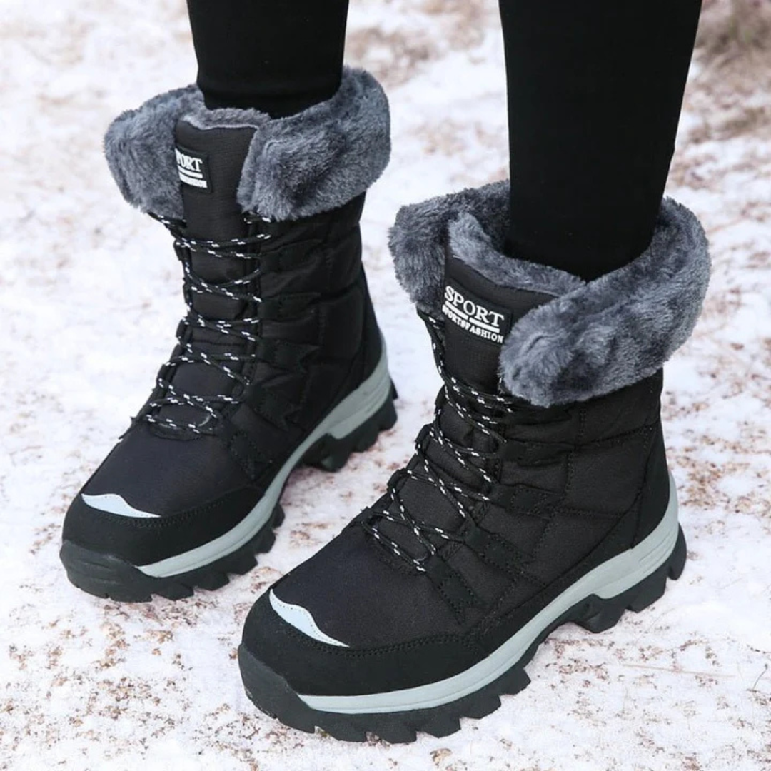 Faux-Fur Lined Lace-Up Boots in Beige, Black & Brown – Winter Warmth & Traction | Koossa