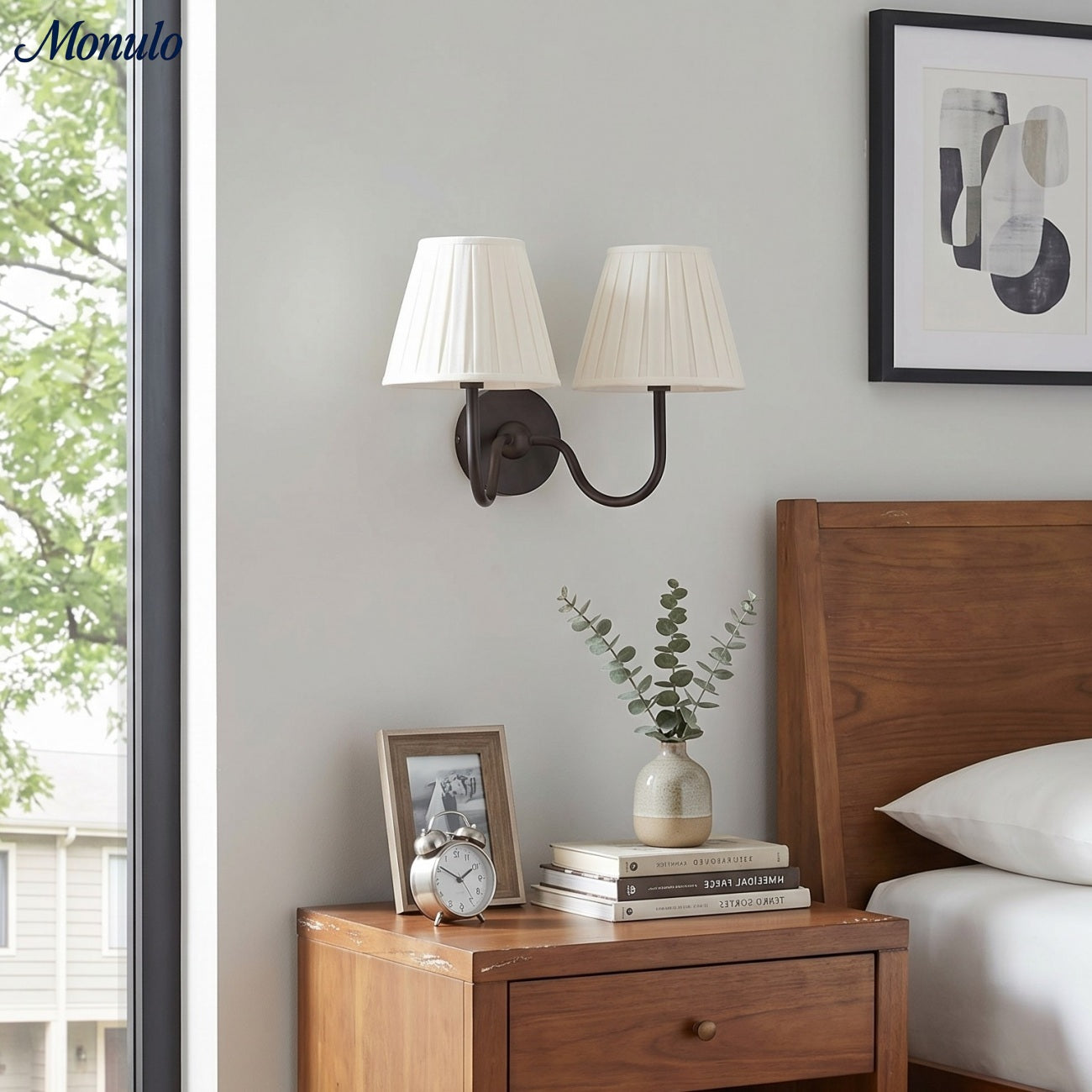 Applique murale élégante à abat-jour plissé en tissu – Éclairage classique et raffiné pour chambre et salon | Koossa
