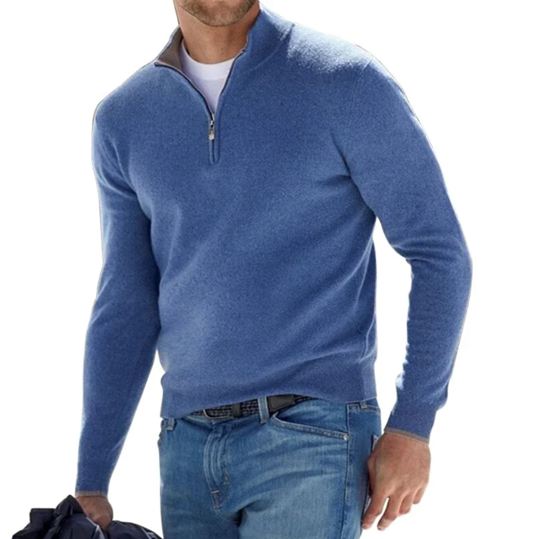 Men's Half-Zip Pullover Jumper — Classic Casual Knitwear for Everyday Comfort & Smart-Casual Style | Koossa