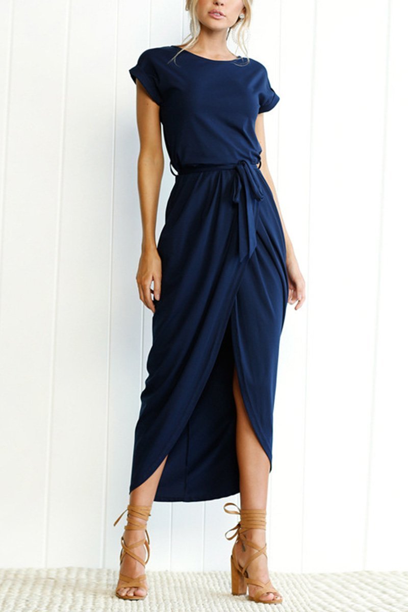 Women's Relaxed Ankle-Length Dress with Adjustable Belt — Casual Day Dress for Work & Weekends | Koossa