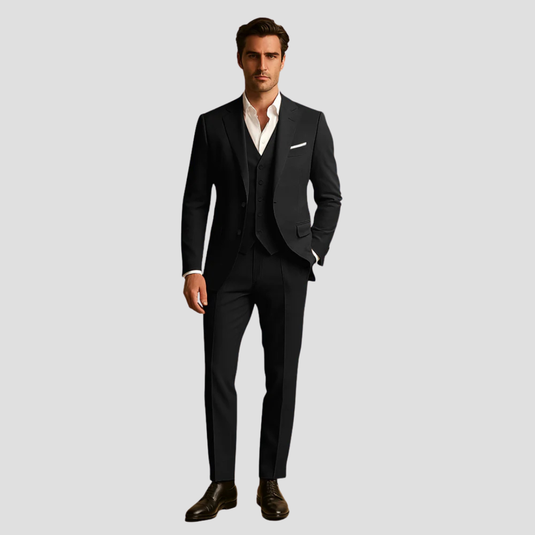 Three-Piece Tailored Suit | Single-Breasted Blazer, Waistcoat & Trousers | Formal & Wedding Attire for Gentlemen | Classic Slim Silhouette in Six Elegant Shades | Koossa