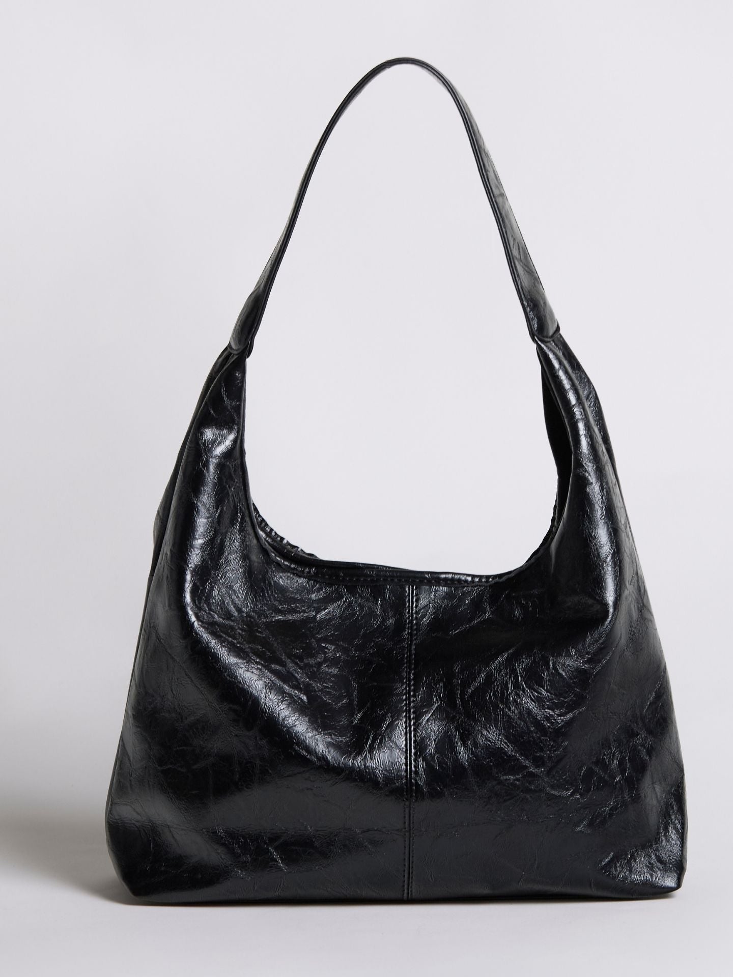 Soft Leather-Effect Tote Bag in Black with Matching Pouch | Spacious Everyday Shoulder Bag with Compartments | Koossa