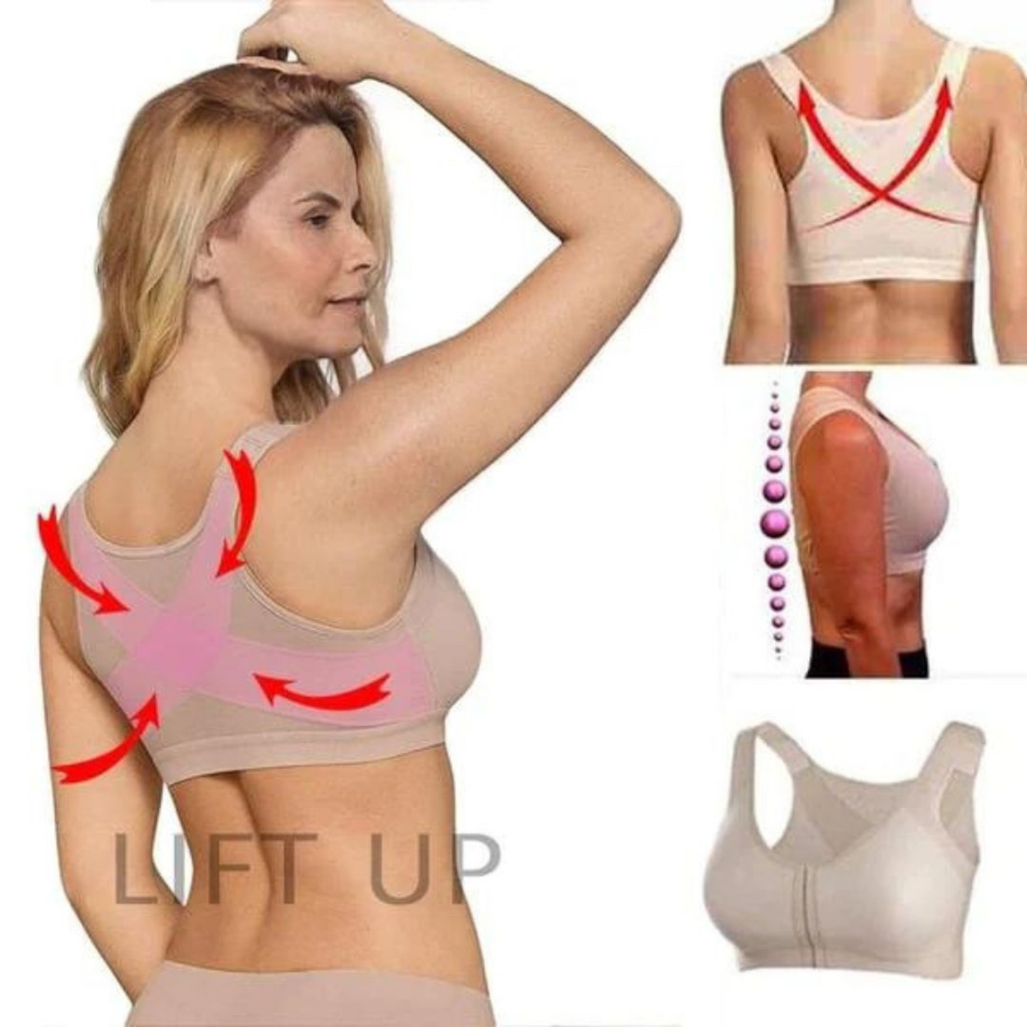 Women's Posture-Correcting Front-Fastening Wireless Bra — Everyday Comfort & Back Support for Mature Women | Koossa