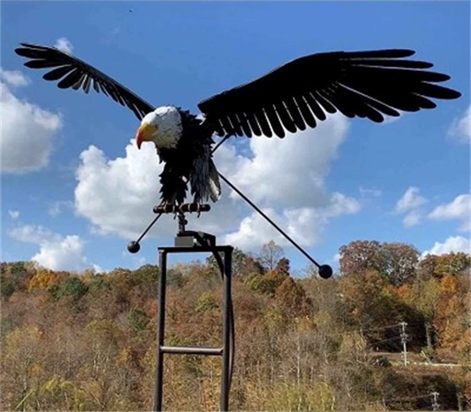 Mobile éolien oiseau en métal argenté pour jardin décoration extérieure résistante aux intempéries ailes animées | Koossa