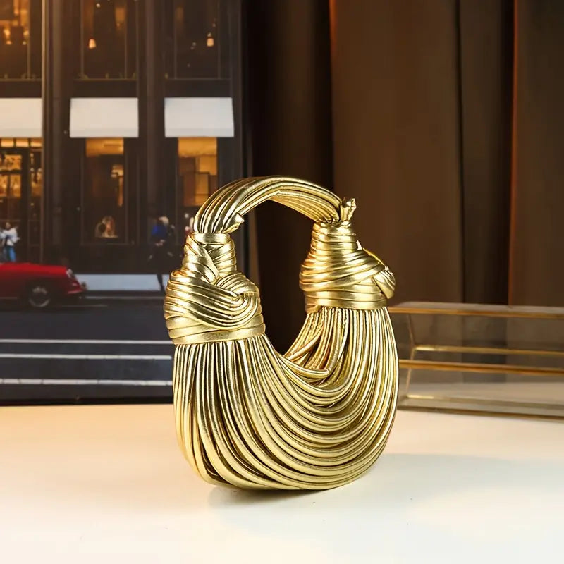 Sculptural Metallic Evening Bag with Detachable Strap in Six Lustrous Finishes | Koossa