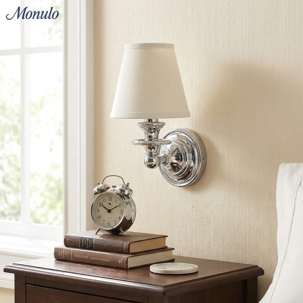 Adjustable Reading Wall Sconce with Fabric Shade & Gooseneck Arm – Wrought Iron Light for Bedroom, Living Room & Hallway | Lonoma