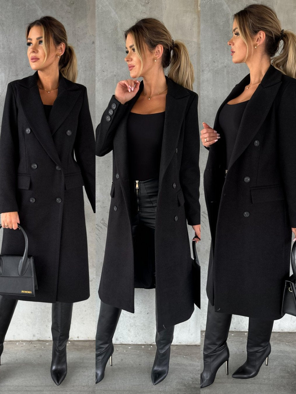 Women's Double-Breasted Jacket with Long Sleeves — Classic Tailored Outerwear for Autumn & Winter | Koossa