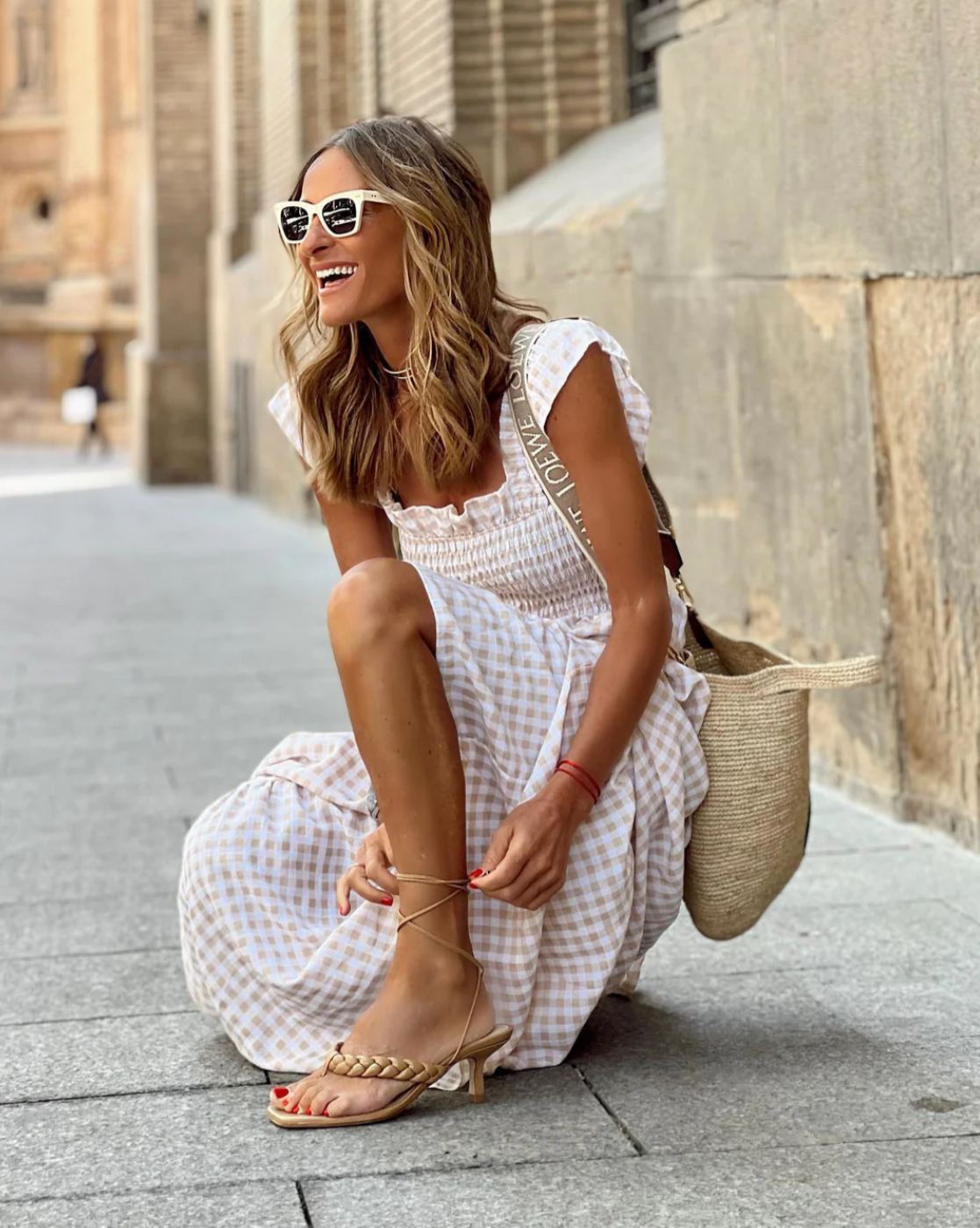 Women's Smocked Maxi Dress in Flowing Lightweight Fabric for Garden Parties and Relaxed Daytime Occasions | Koossa