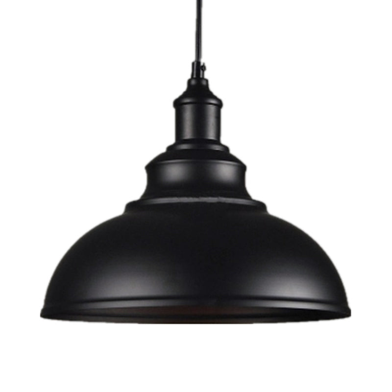 Industrial Metal Dome Pendant Light in Black, White or Rust – Farmhouse Bowl Hanging Ceiling Lamp for Kitchen Island & Dining Room | Lonoma
