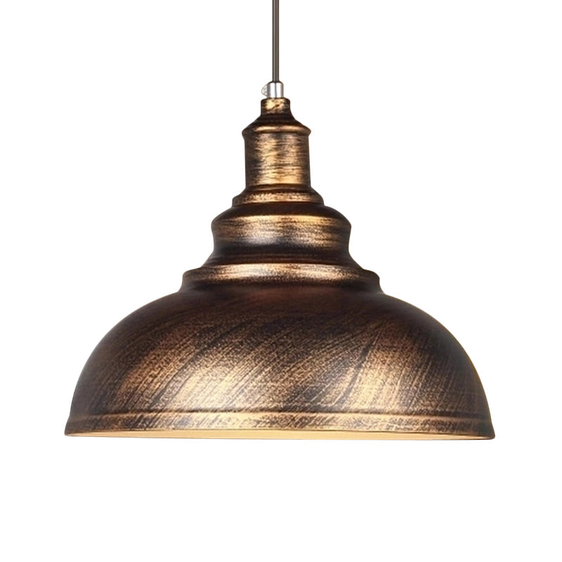 Industrial Metal Dome Pendant Light in Black, White or Rust – Farmhouse Bowl Hanging Ceiling Lamp for Kitchen Island & Dining Room | Lonoma