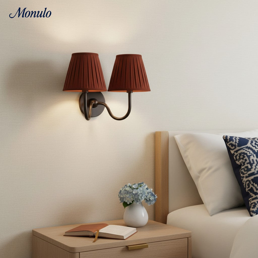 Applique murale élégante à abat-jour plissé en tissu – Éclairage classique et raffiné pour chambre et salon | Koossa