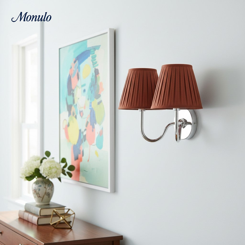 Applique murale élégante à abat-jour plissé en tissu – Éclairage classique et raffiné pour chambre et salon | Koossa