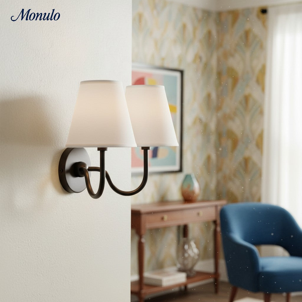 Applique murale élégante à abat-jour plissé en tissu – Éclairage classique et raffiné pour chambre et salon | Koossa